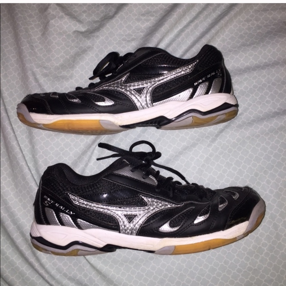 Black and silver volleyball shoes